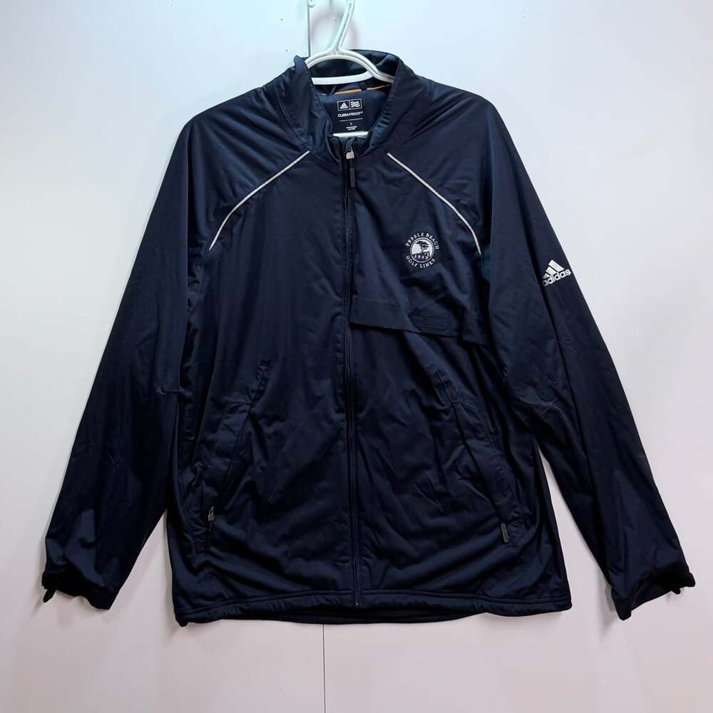 Adidas Golf Climaproof Pebble Beach Golf Links Windbreaker Jacket Navy Size L